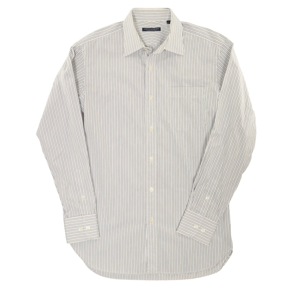 Gieves & Hawkes Button Down Shirt Savile Row Stripe Cotton Men 15.5/34